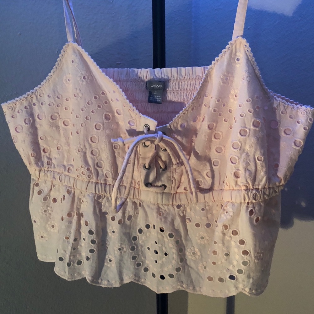Aerie baby pink cropped top